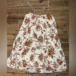Abercrombie & Fitch Ruffle Trapeze Mini Dress Brown Floral